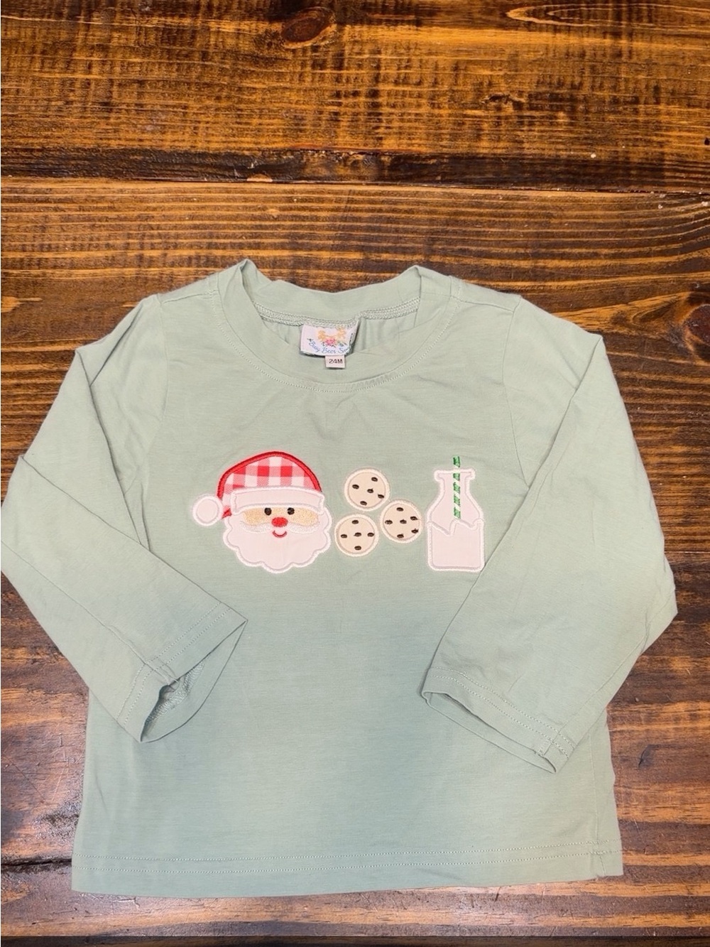 Busy Bees Smocks Santa & Cookies Appliqué Long-Sleeve Tee